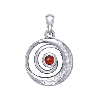Peter Stone Spiral Silver Pendant with Crescent Moon And Gemstone TPD6179 - Jewelry